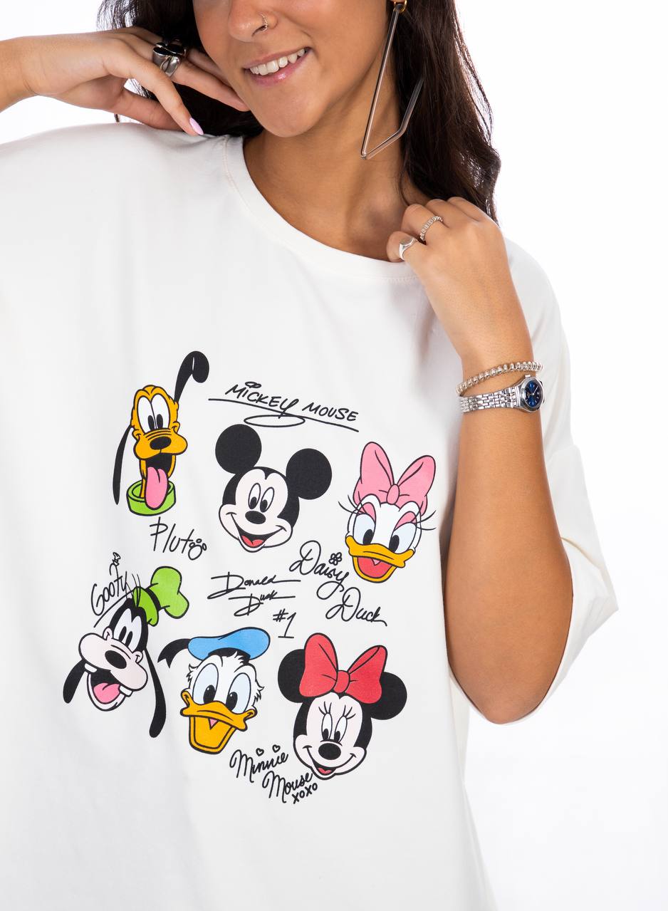 تونیک آستین افتاده یکرو لاکرادار با سه چاپ کد 3212